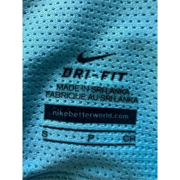 Nike Aquamarine Dri Fit Mesh Panel Racerback Tank w Built In Shelf Bra Small - Picture 4 of 5